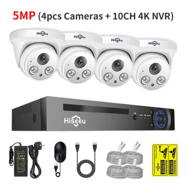 Hiseeu 5MP POE Security Camera System Human Detection 8Port 